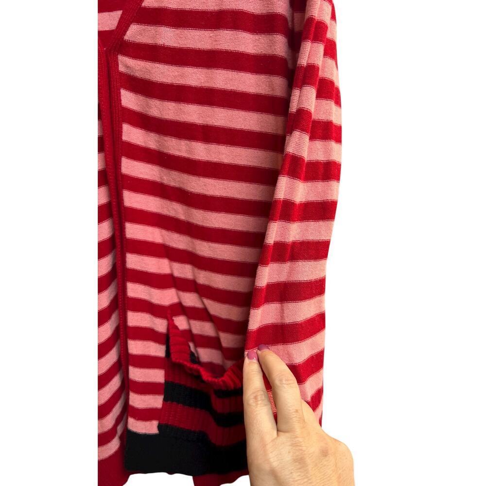 Cabi Cranberry Picnic Cardigan Summer Stripe Cotton Sweater Small - Picture 5 of 9